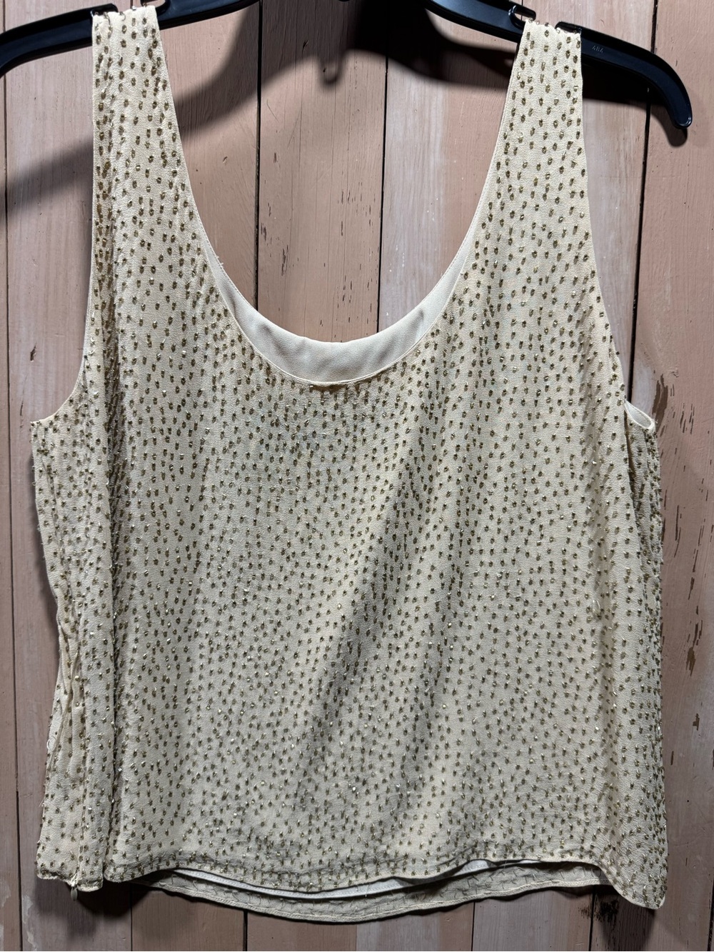 Dana Buchman Beaded Ivory Sleeveless Silk Shell (10) - Picture 3 of 4